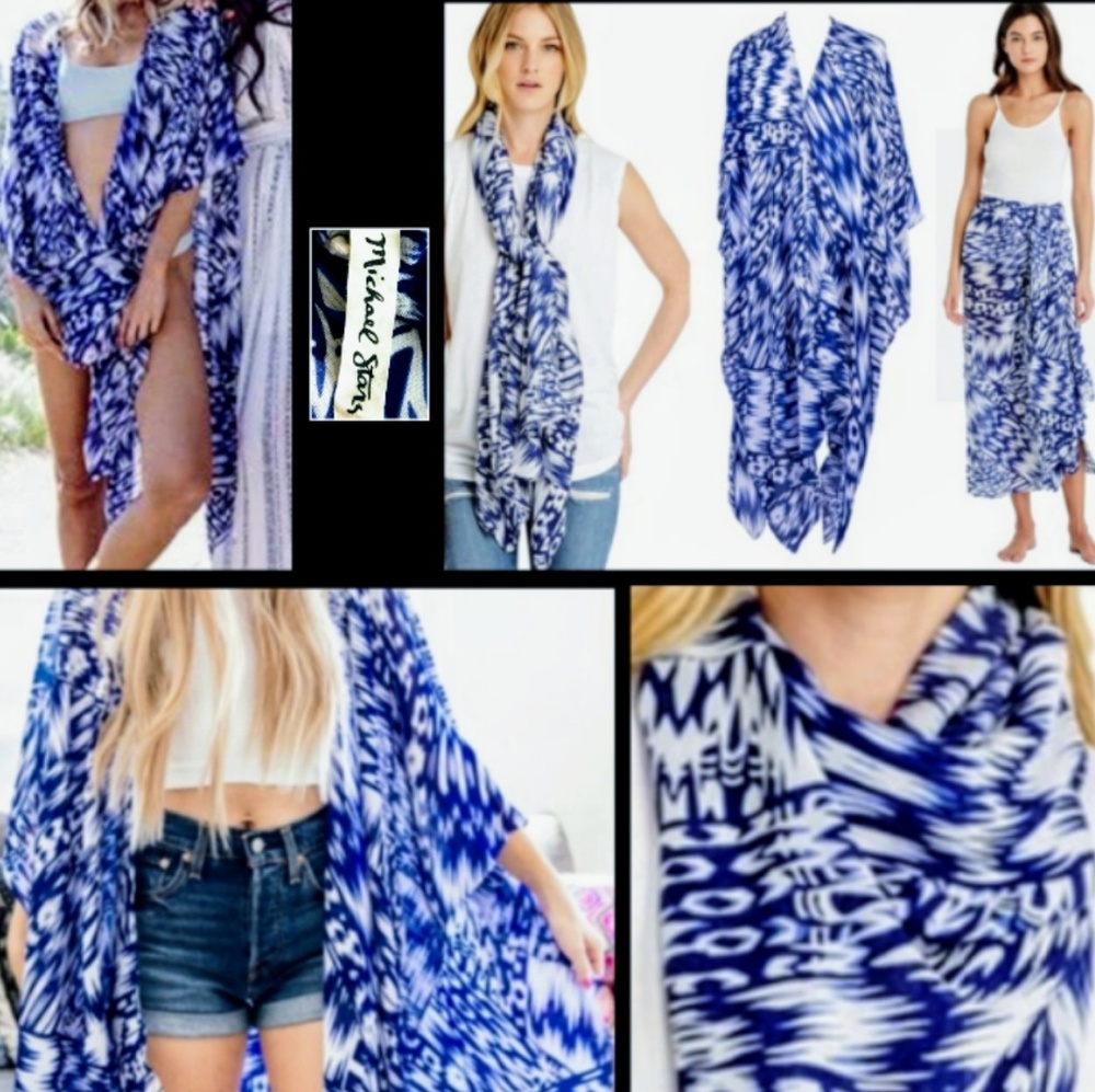 Michael Stars Ruana Scarf Kimono Sarong Tribal